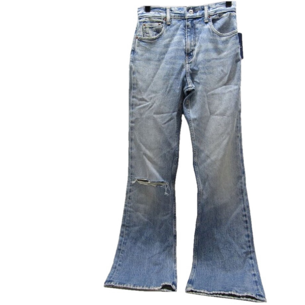 NEW POLO RALPH LAUREN Womens Flare Distressed Jeans Size 25 X 35 Dossi Blue